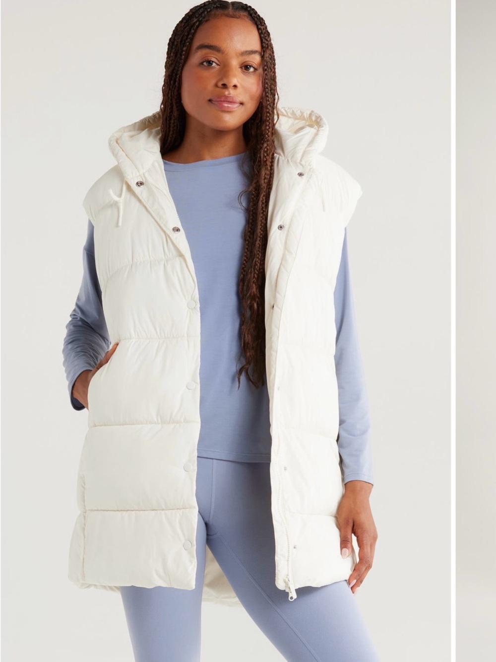 Zella Cream Puffer Vest with Hood